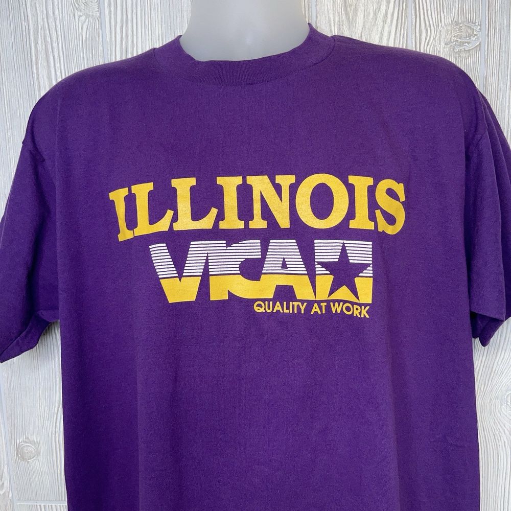 Vintage Illinois VICA T-Shirt Size XL Purple Single Stitch SkillsUSA Promo